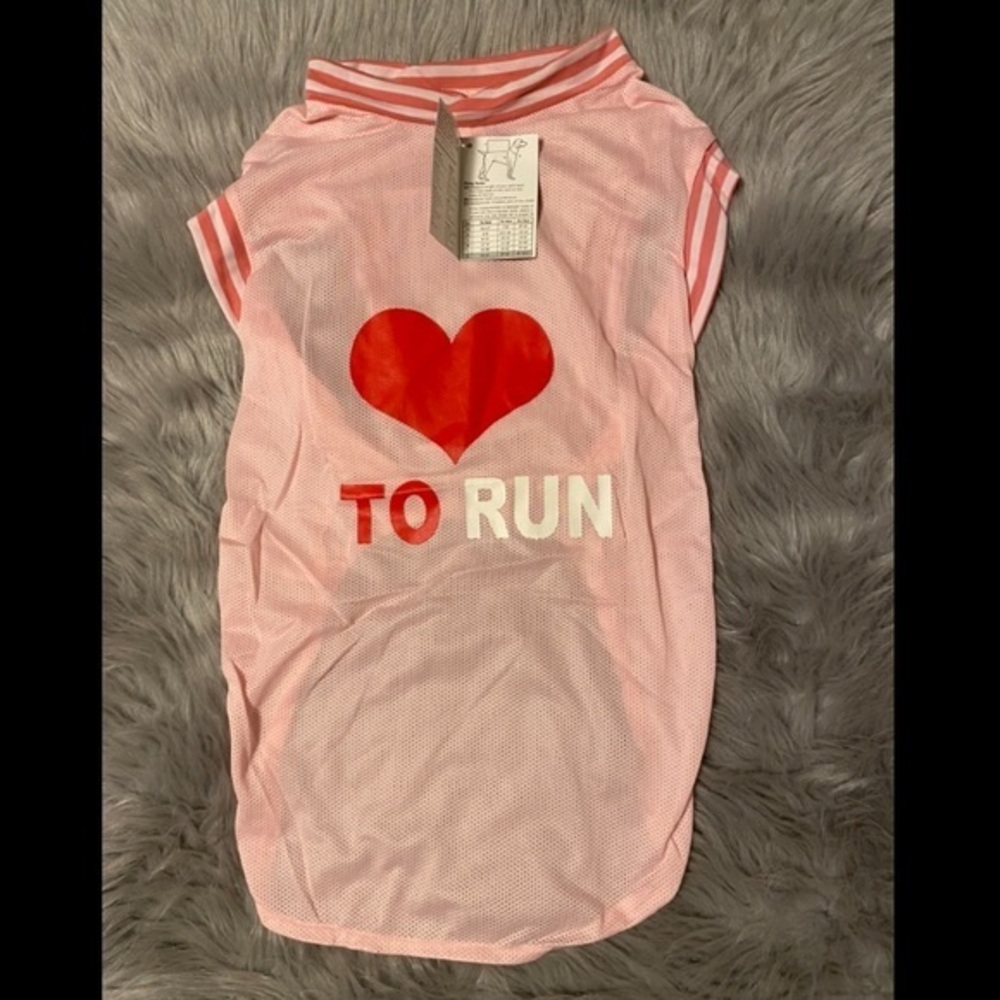 Casual Cannie Dog Clothes Pink Love To Run Jersey Size XL Shirt